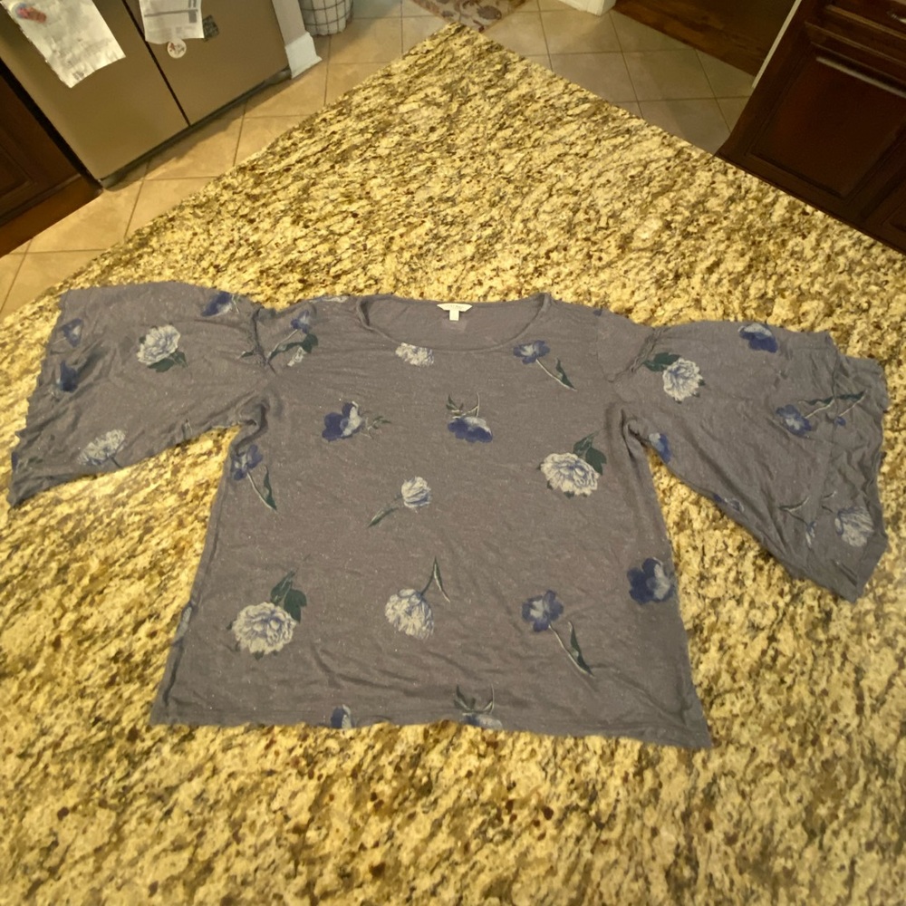 Lucky Brand top size large, blue with bell sleeves
